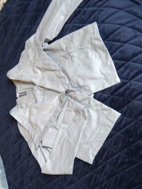 Design Lab Lord & Taylor Light Gray Leather Jacket